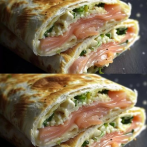 Fresh wraps with cheese, cucumber and smoked salmon